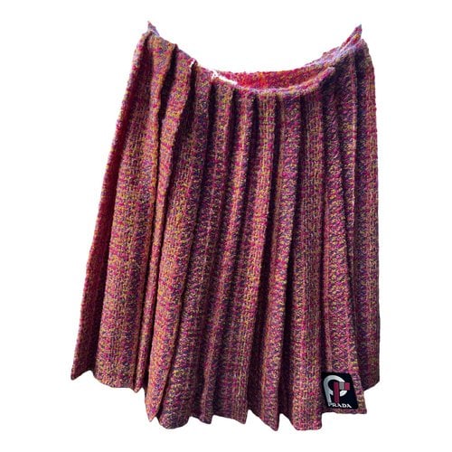 Pre-owned Prada Tweed Mid-length Skirt In Pink
