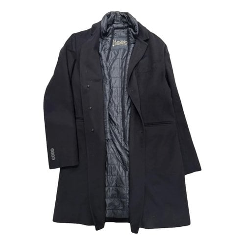 Pre-owned Herno Cashmere Coat In Navy