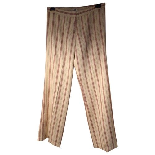 Pre-owned Temperley London Linen Straight Pants In Ecru