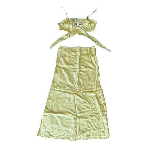 Pre-owned Anna October Silk Mid-length Skirt In Yellow