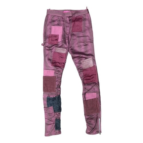 Pre-owned Emanuel Ungaro Silk Slim Pants In Pink