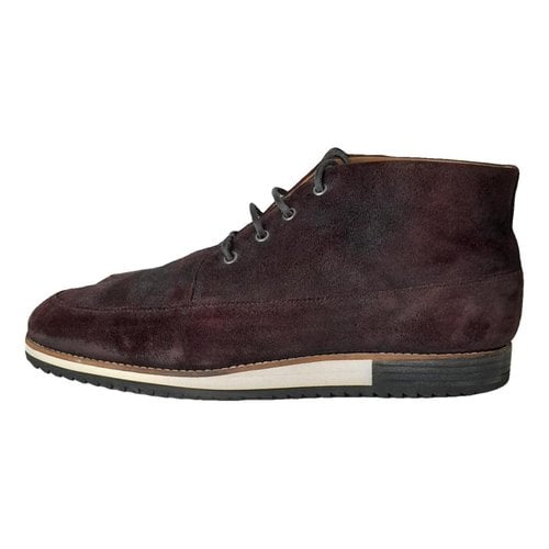 Pre-owned Piola Leather Boots In Burgundy