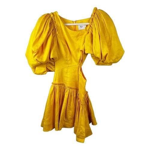 Pre-owned Aje Linen Mini Dress In Yellow