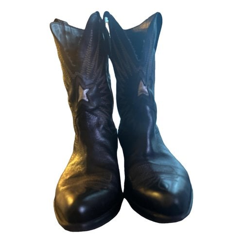 Pre-owned Golden Goose Leather Cowboy Boots In Black
