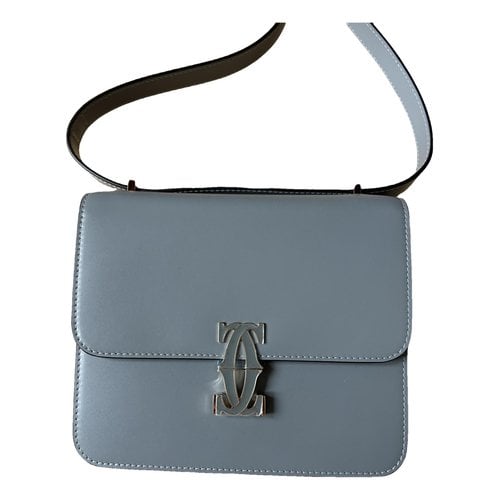 Pre-owned Cartier C Leather Crossbody Bag In Grey