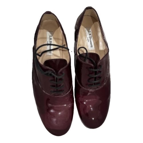 Pre-owned Lk Bennett Patent Leather Lace Ups In Burgundy