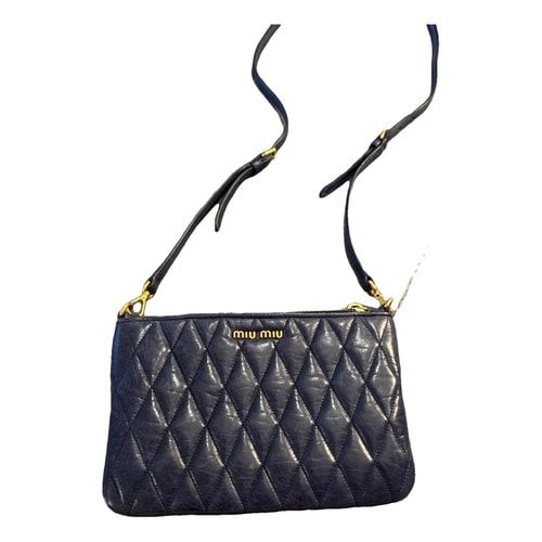 Pre-owned Miu Miu Matelassé Leather Clutch Bag In Blue