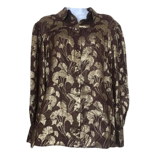 Pre-owned Gucci Silk Blouse In Brown