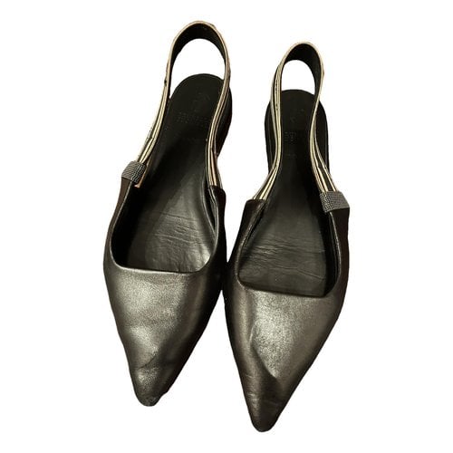 Pre-owned Brunello Cucinelli Leather Ballet Flats In Black