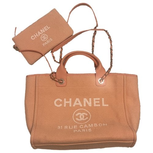 Pre-owned Chanel Deauville Handbag In Orange