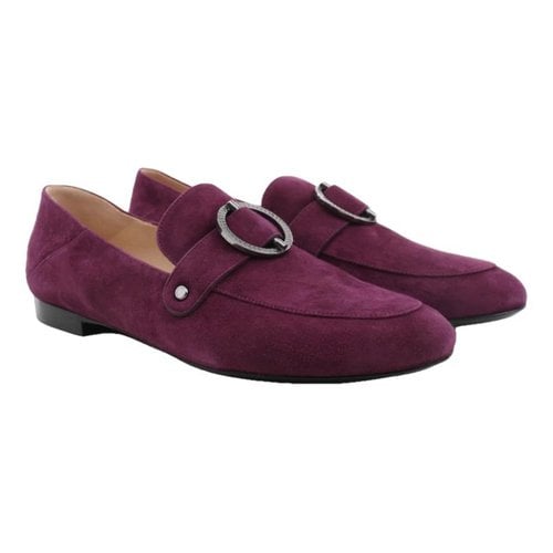 Pre-owned Longchamp Flats In Purple