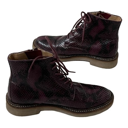 Pre-owned Kickers Leather Boots In Burgundy