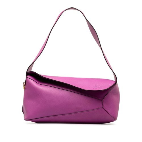 Pre-owned Loewe Puzzle Leather Handbag In Purple