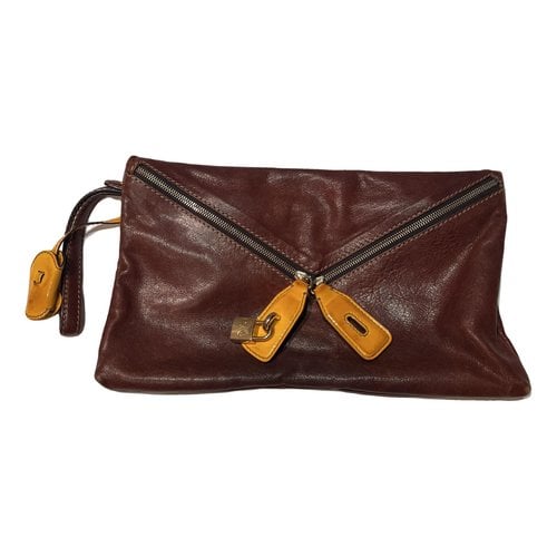 Pre-owned Dolce & Gabbana Leather Clutch Bag In Brown