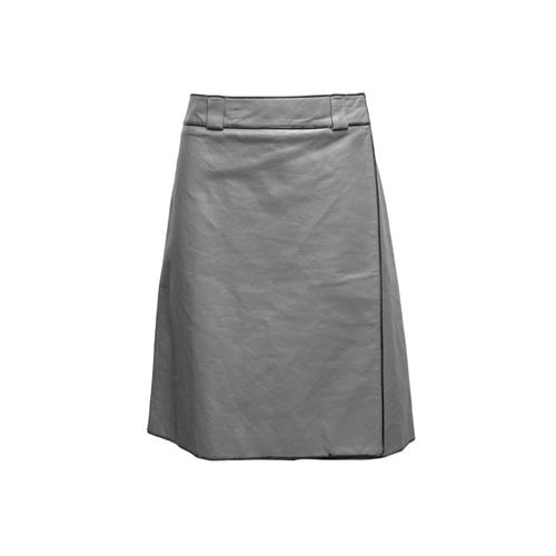 Pre-owned Prada Leather Skirt In Grey