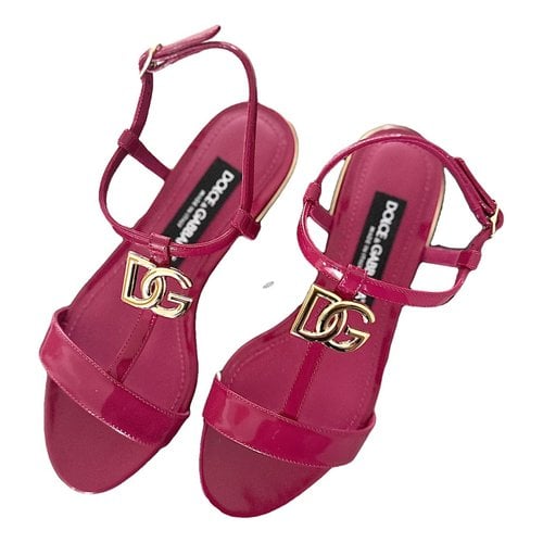 Pre-owned Dolce & Gabbana Patent Leather Sandals In Pink