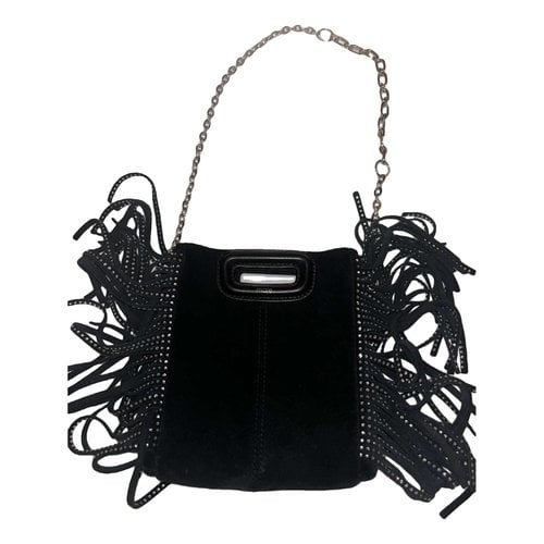Pre-owned Maje Sac M Glitter Handbag In Black