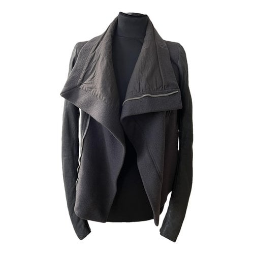 Pre-owned Rick Owens Leather Short Vest In Grey