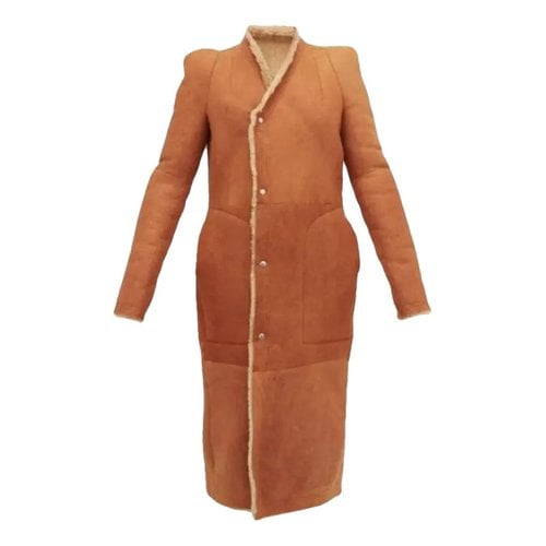 Pre-owned Rick Owens Shearling Coat In Camel