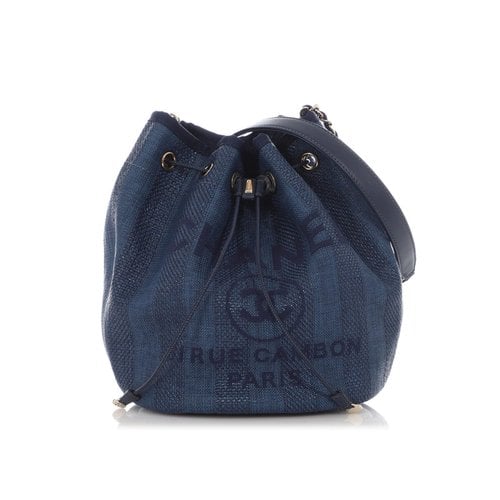 Pre-owned Chanel Deauville Cloth Tote In Blue