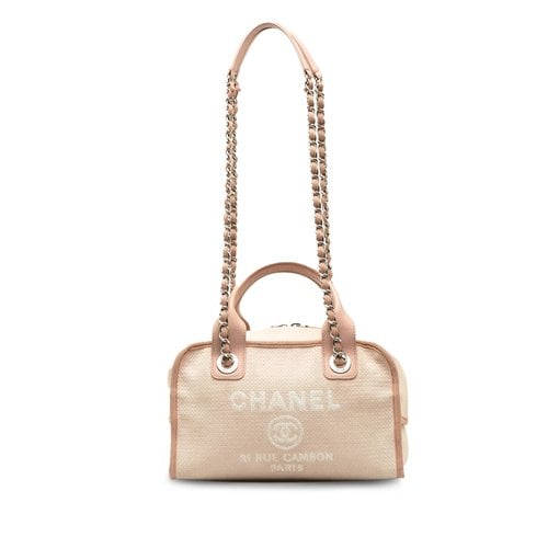 Pre-owned Chanel Deauville Leather Crossbody Bag In Pink