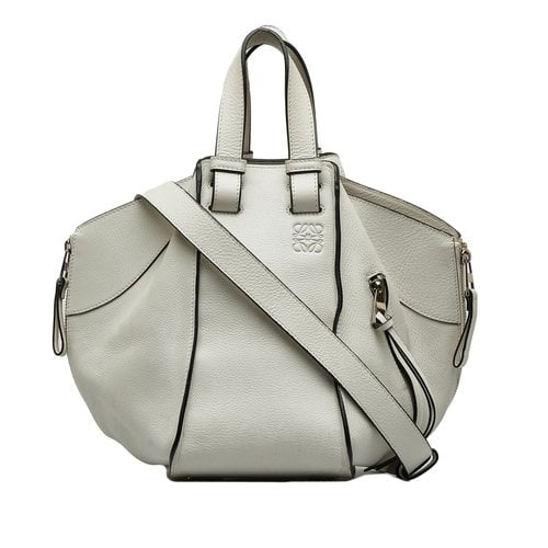 Pre-owned Loewe Hammock Leather Crossbody Bag In White