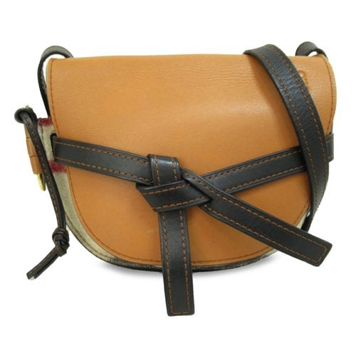 Pre-owned Loewe Gate Leather Crossbody Bag In Camel