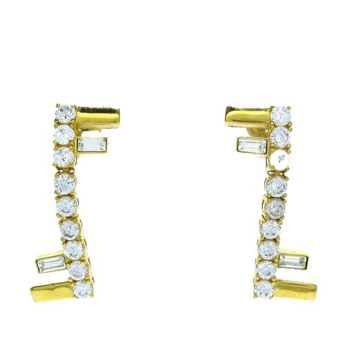 Pre-owned Fendi Crystal Earrings In Gold
