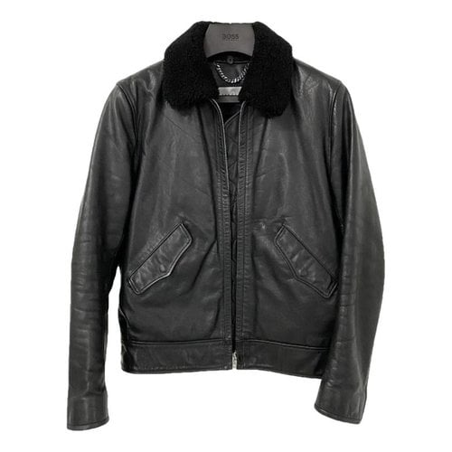 Pre-owned Sandro Leather Jacket In Black