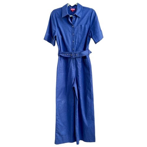 Pre-owned Staud Linen Jumpsuit In Blue