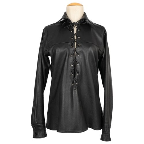 Pre-owned Saint Laurent Leather Top In Black