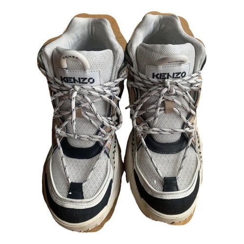 Pre-owned Kenzo Leather Trainers In Beige