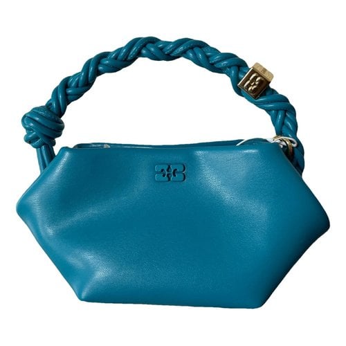 Pre-owned Ganni Leather Handbag In Blue