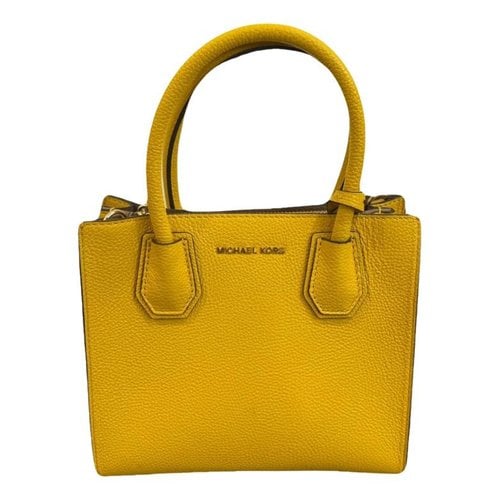 Pre-owned Michael Kors Mercer Leather Tote In Yellow