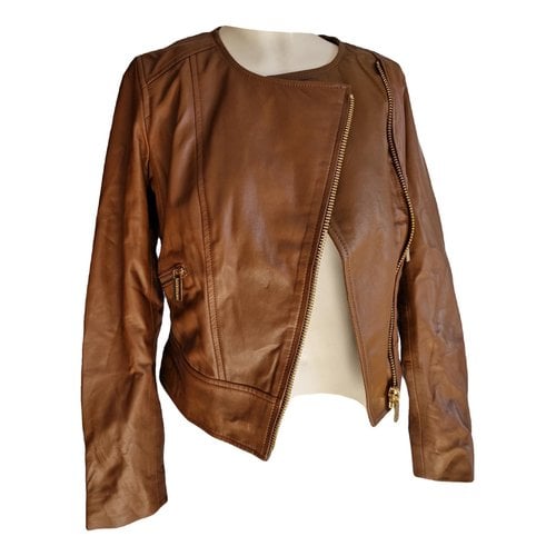Pre-owned Marciano Leather Biker Jacket In Brown