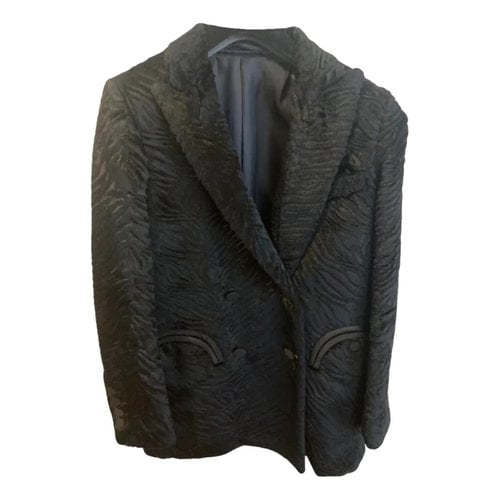 Pre-owned Blazé Milano Faux Fur Blazer In Black
