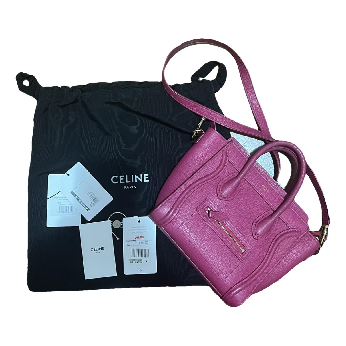 Image of Celine Nano Luggage leather handbag