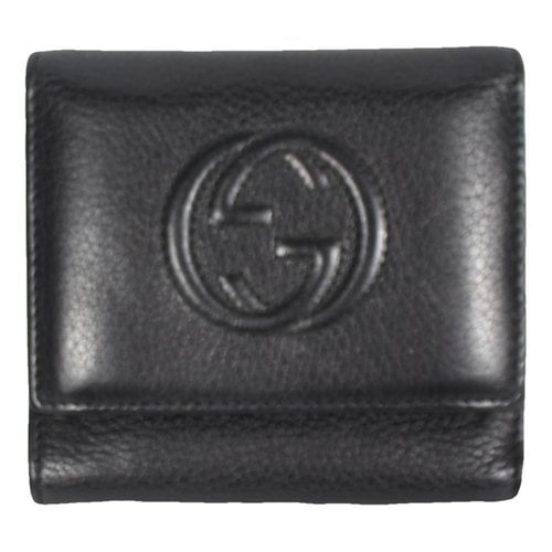 Pre-owned Gucci Soho Leather Wallet In Black