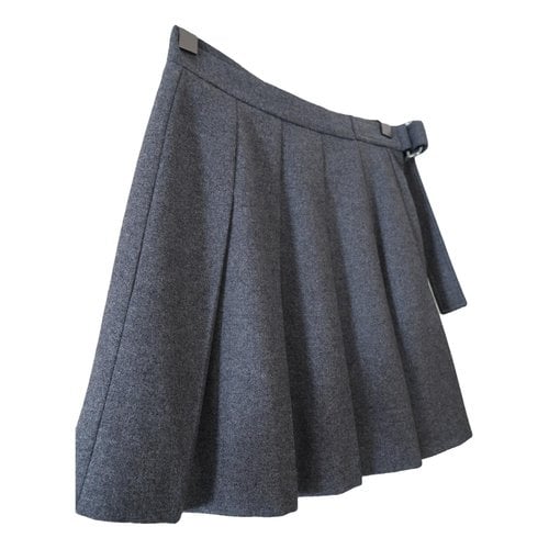 Pre-owned Max Mara Wool Mini Skirt In Grey