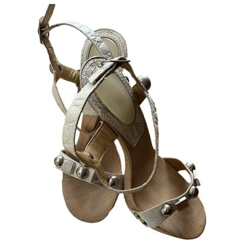 Pre-owned Casadei Pony-style Calfskin Sandal In White