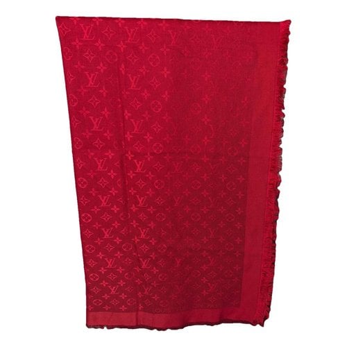 Pre-owned Louis Vuitton Châle Monogram Silk Scarf In Red