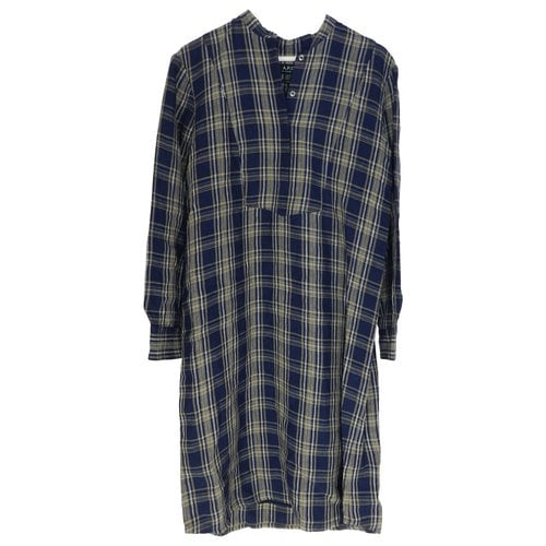Pre-owned Apc Linen Mid-length Dress In Blue