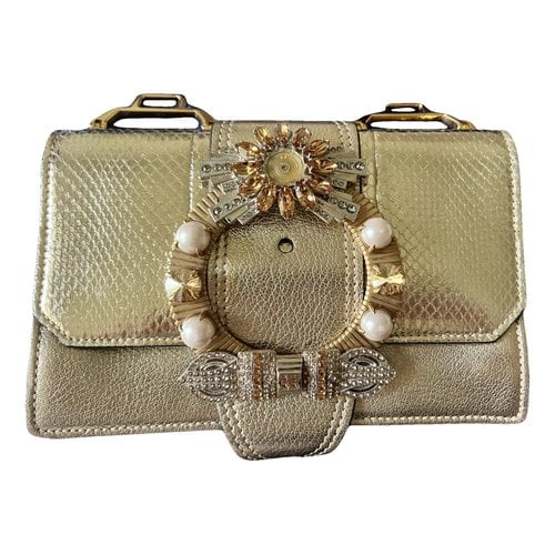 Pre-owned Miu Miu Miu Lady Leather Handbag In Gold