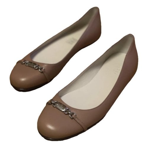 Pre-owned Gucci Leather Ballet Flats In Beige