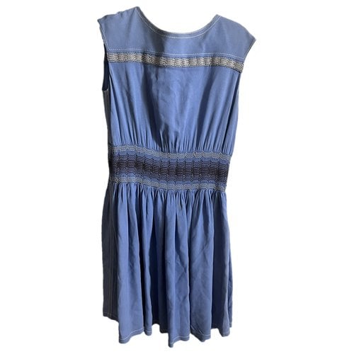 Pre-owned Prada Silk Mid-length Dress In Blue