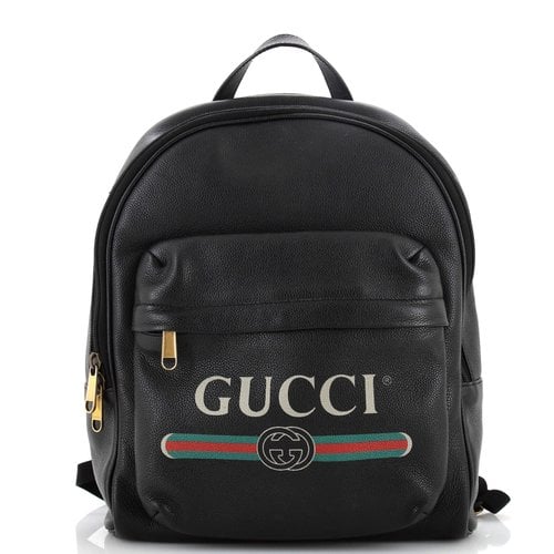 Pre-owned Gucci Leather Backpack In Black