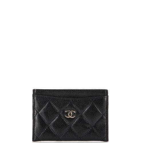 Pre-owned Chanel Leather Card Wallet In Black