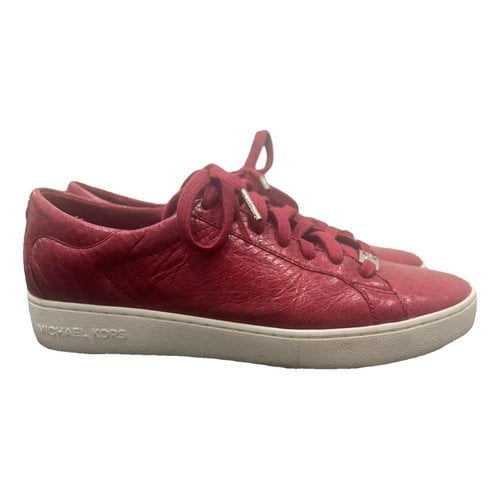 Pre-owned Michael Kors Leather Trainers In Red