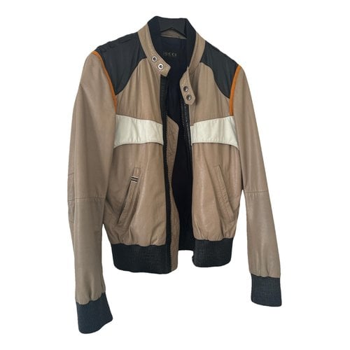 Pre-owned Gucci Leather Jacket In Brown