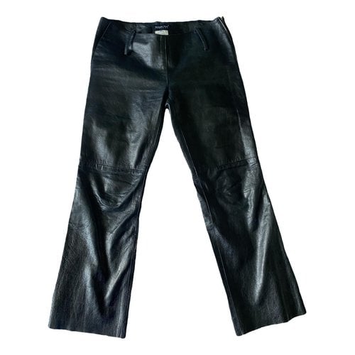 Pre-owned Patrizia Pepe Leather Straight Pants In Black
